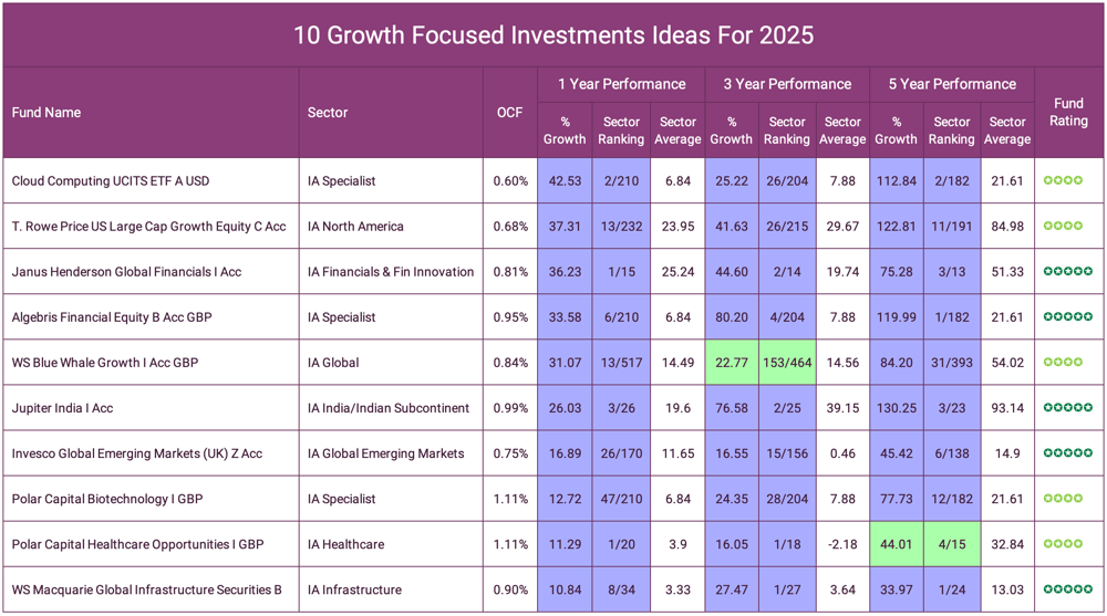 10 Growth Focused Investments Ideas For 2025